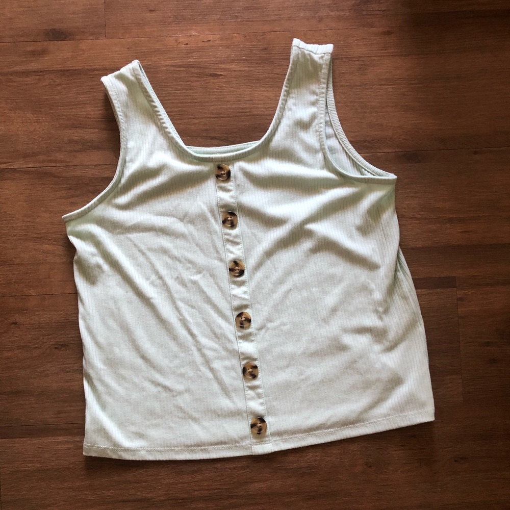 Button Front Ribbed Tank